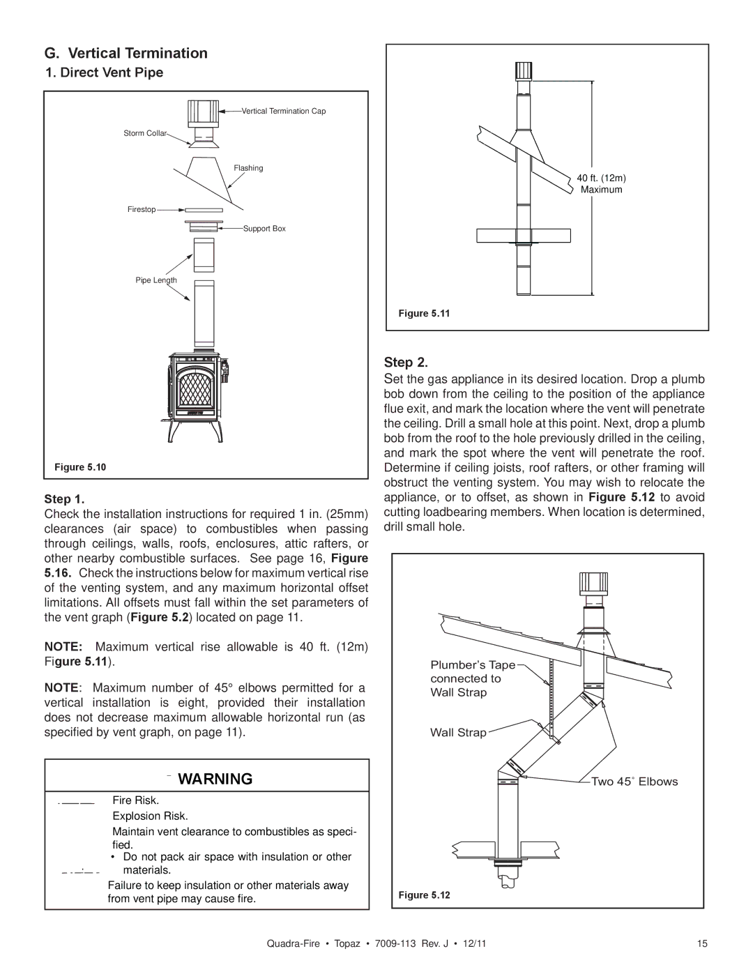 OmniTek 839-1290, 839-1320, 839-1340 owner manual Vertical Termination, Direct Vent Pipe, Step 