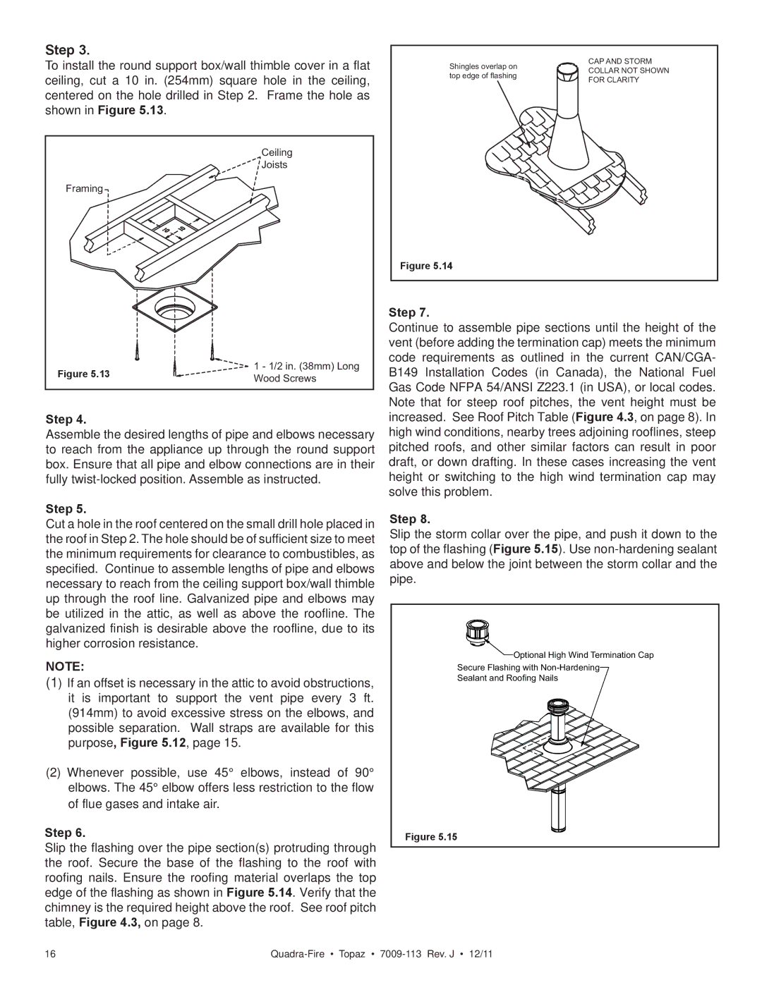 OmniTek 839-1320, 839-1290, 839-1340 owner manual Ceiling Joists Framing 2 in mm Long Wood Screws 