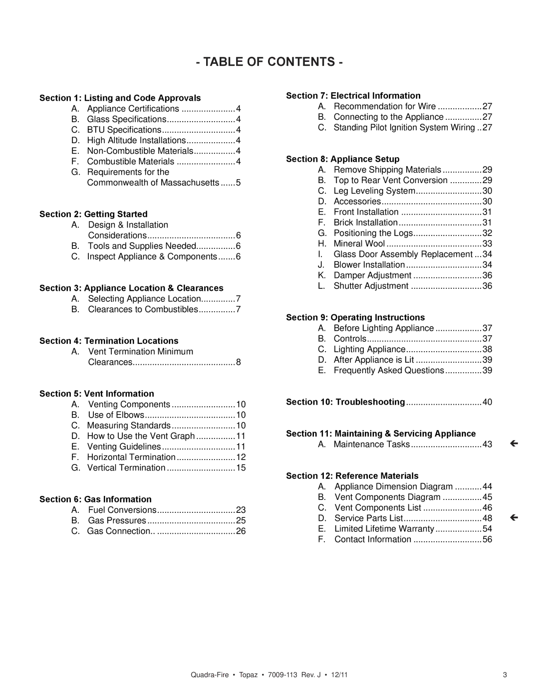 OmniTek 839-1290, 839-1320, 839-1340 owner manual Table of Contents 