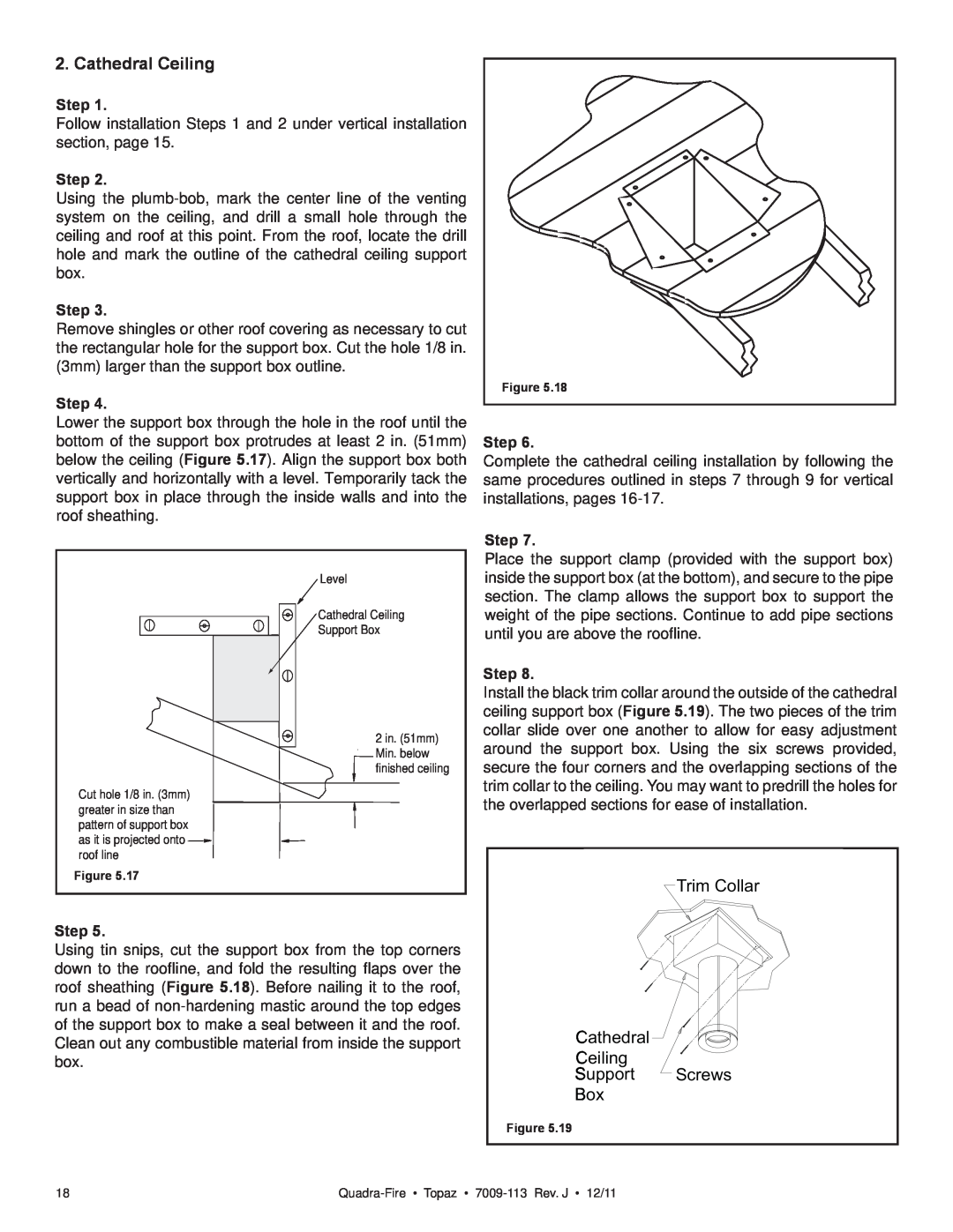 OmniTek 839-1290, 839-1320, 839-1340 owner manual Trim Collar Cathedral Ceiling Support Screws Box, Step 