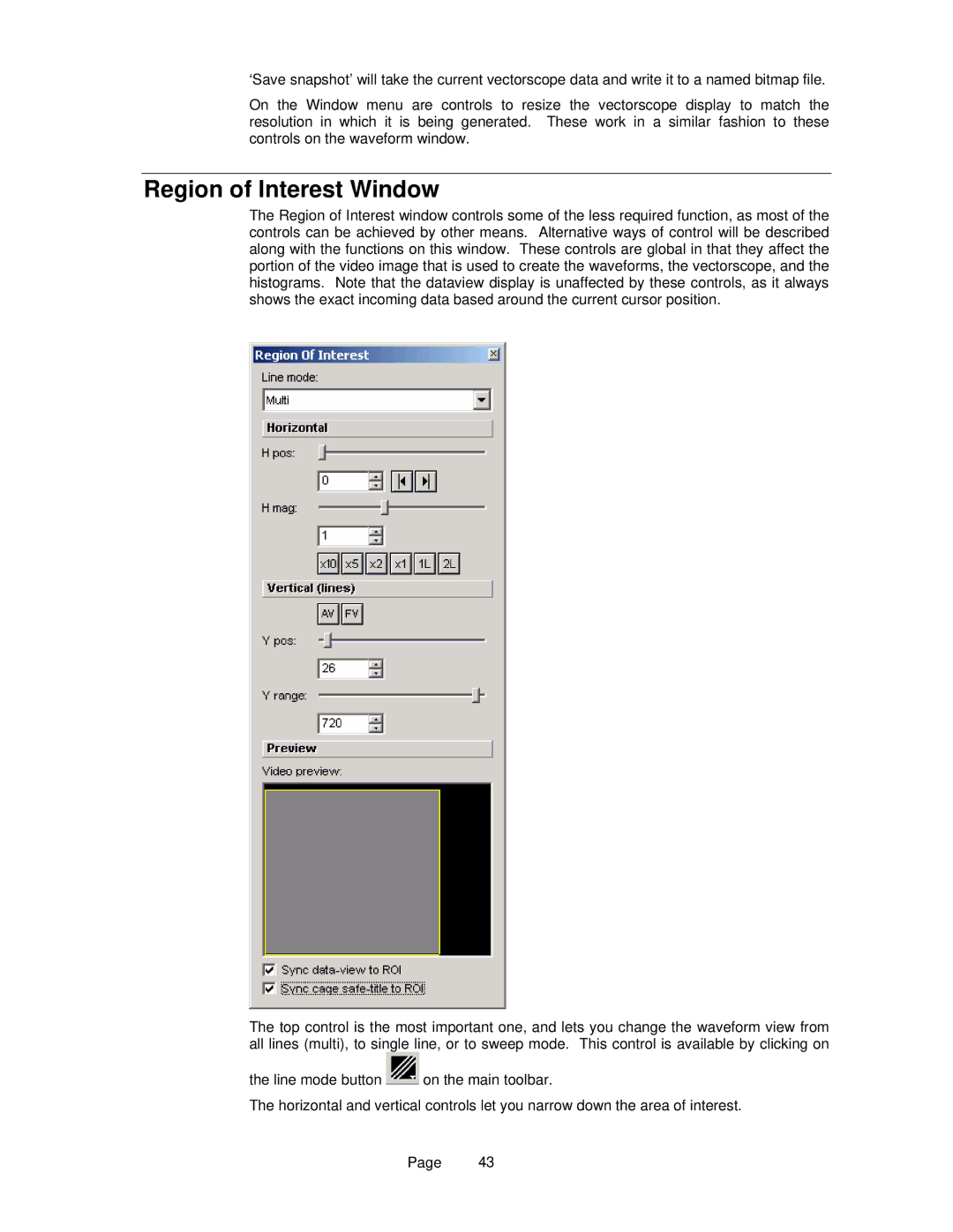 OmniTek OmniTek XR manual Region of Interest Window 