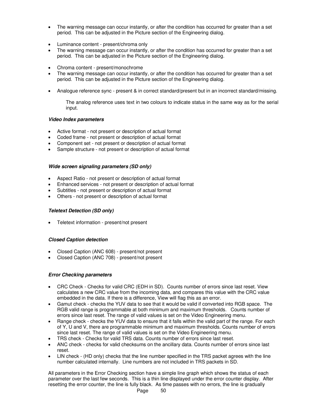 OmniTek OmniTek XR manual Teletext Detection SD only 