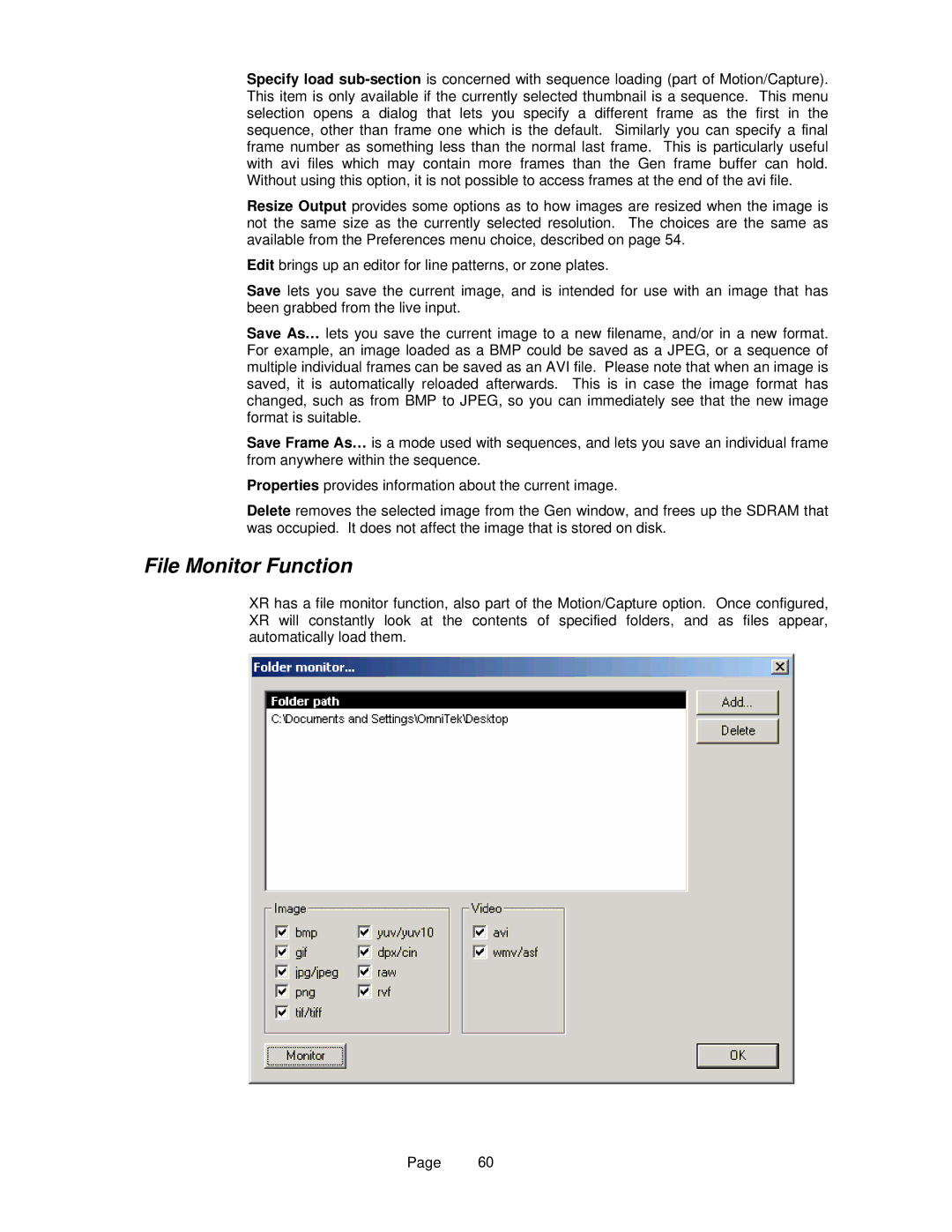 OmniTek OmniTek XR manual File Monitor Function 