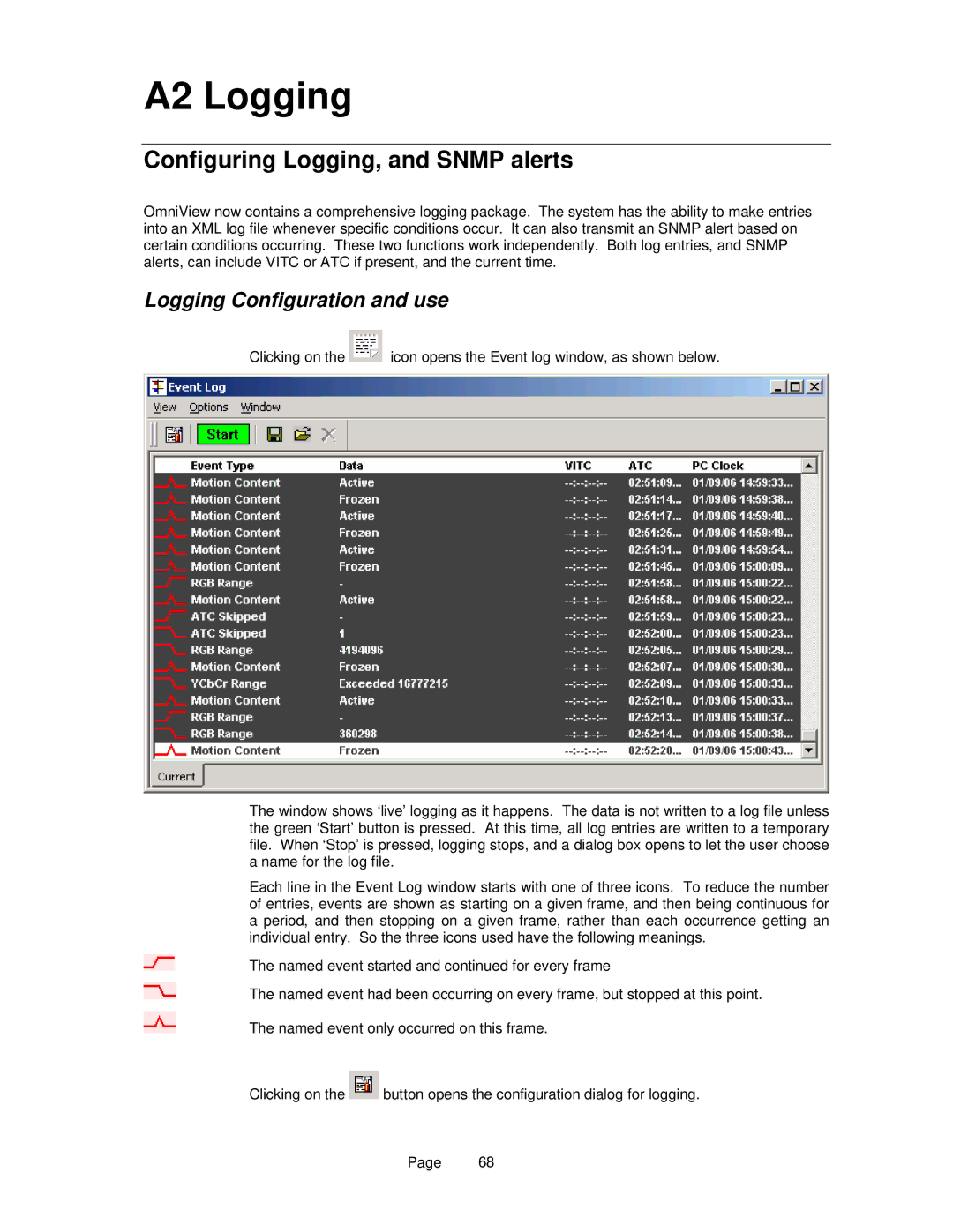 OmniTek OmniTek XR manual A2 Logging, Configuring Logging, and Snmp alerts, Logging Configuration and use 