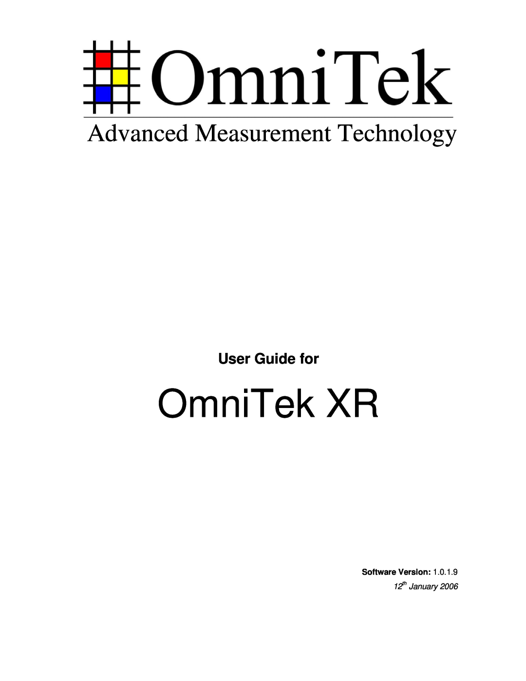OmniTek OmniTek XR manual Software Version, Advanced Measurement Technology, User Guide for, 12th January 