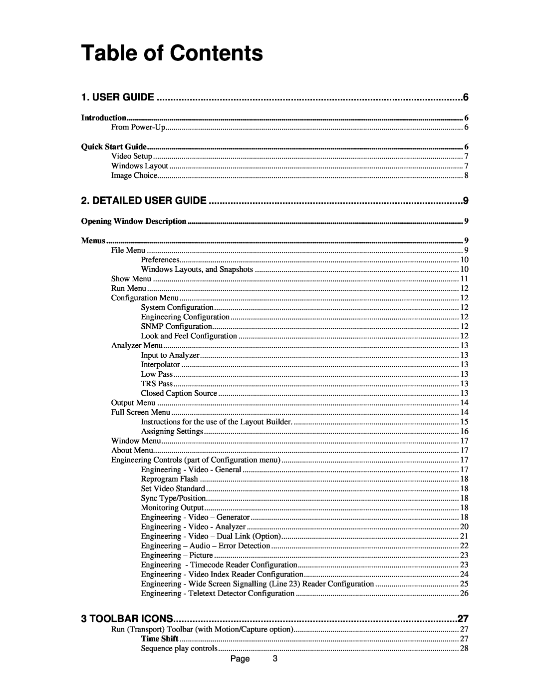 OmniTek OmniTek XR manual Table of Contents, Detailed User Guide 
