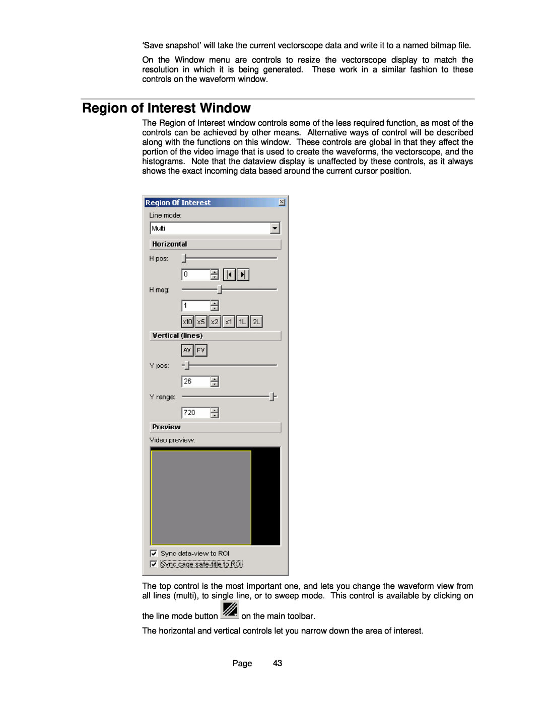 OmniTek OmniTek XR manual Region of Interest Window 