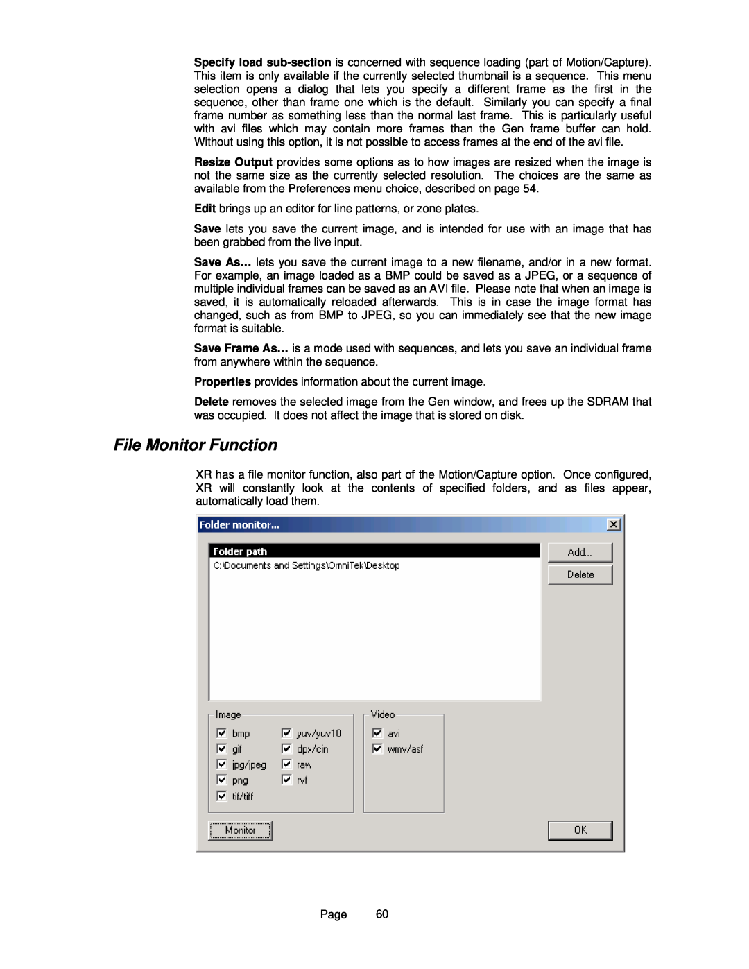 OmniTek OmniTek XR manual File Monitor Function 