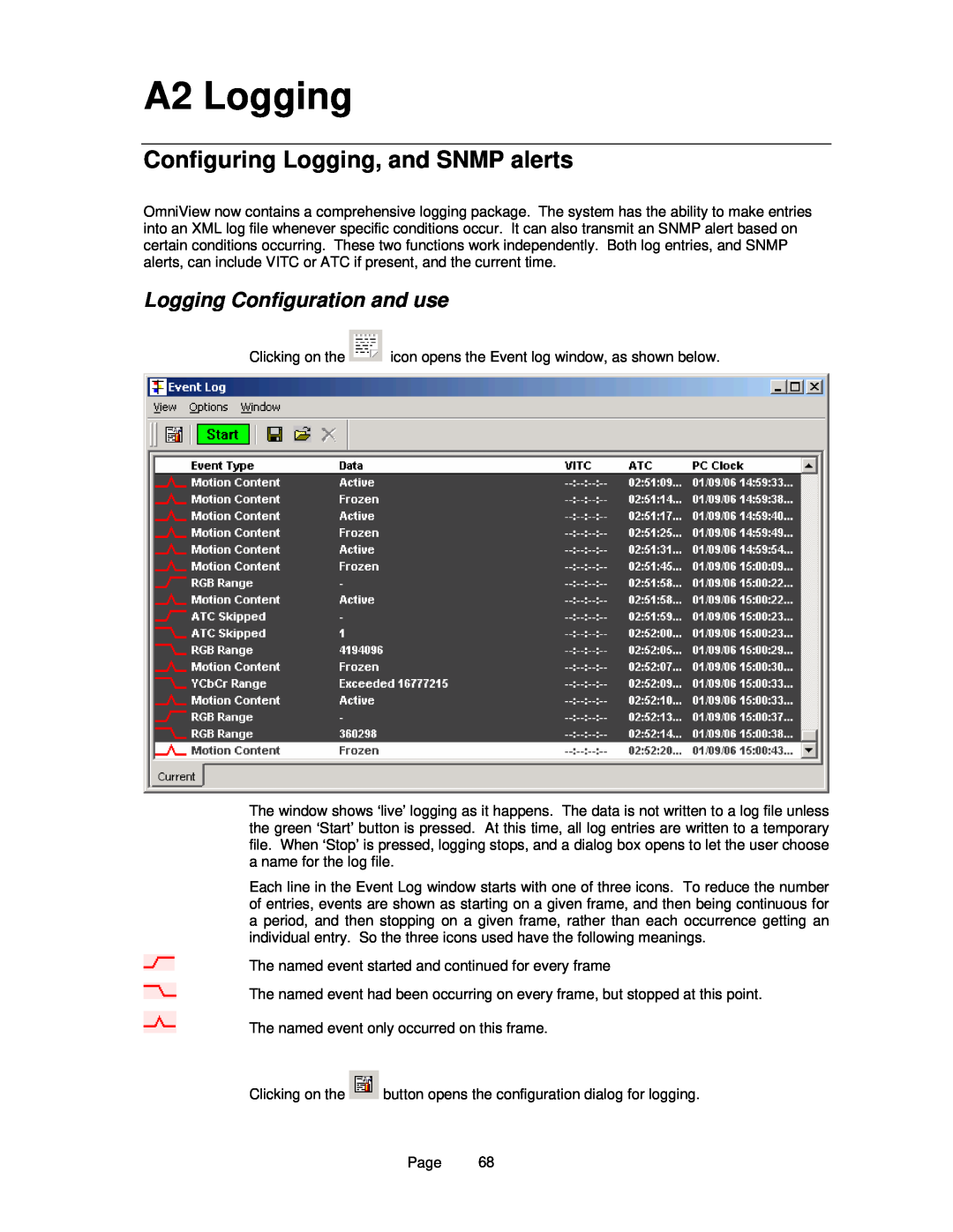 OmniTek OmniTek XR manual A2 Logging, Configuring Logging, and SNMP alerts, Logging Configuration and use 