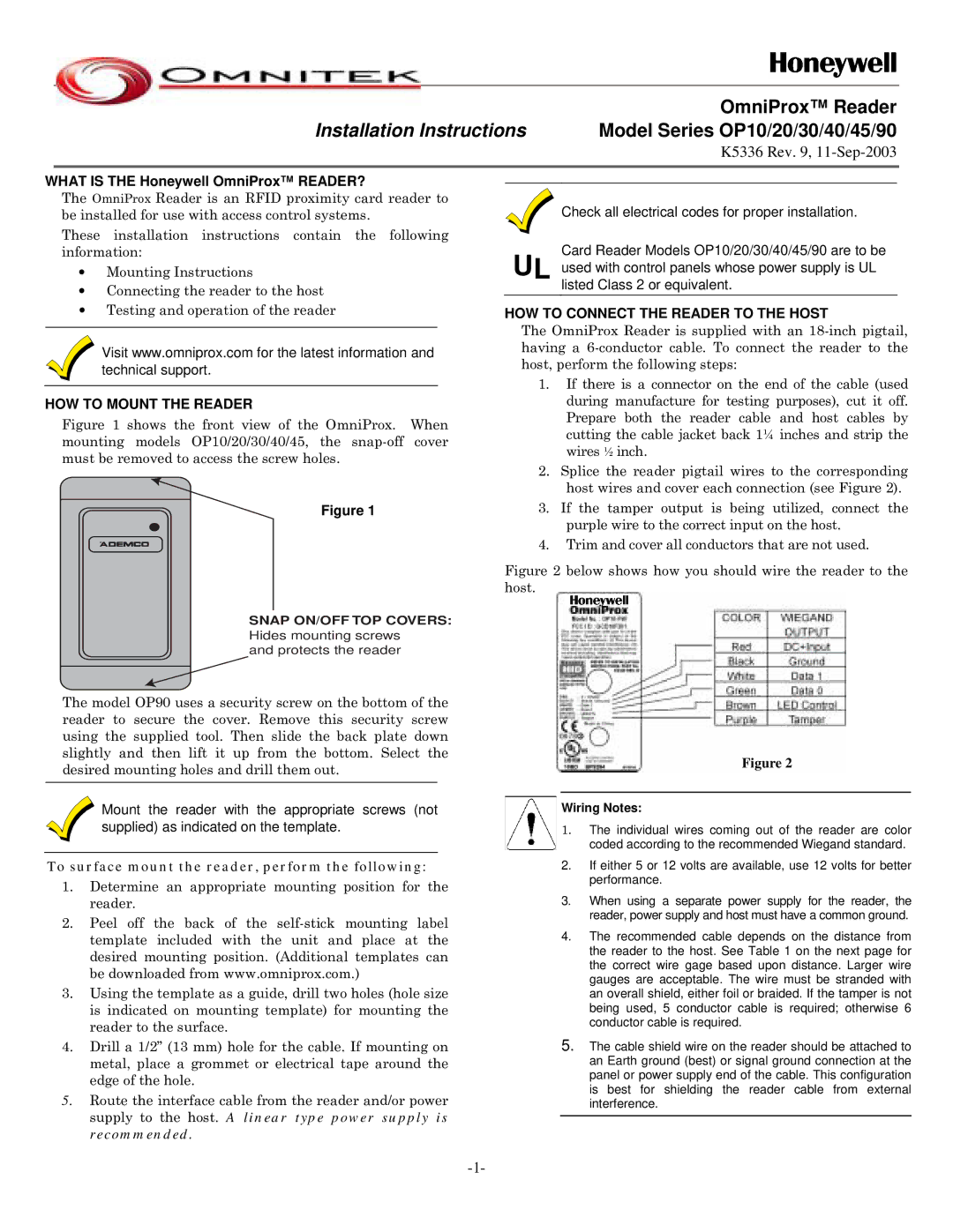 OmniTek OP40, OP45, OP90, OP10, OP30, OP20 manual HOW to Mount the Reader, HOW to Connect the Reader to the Host 