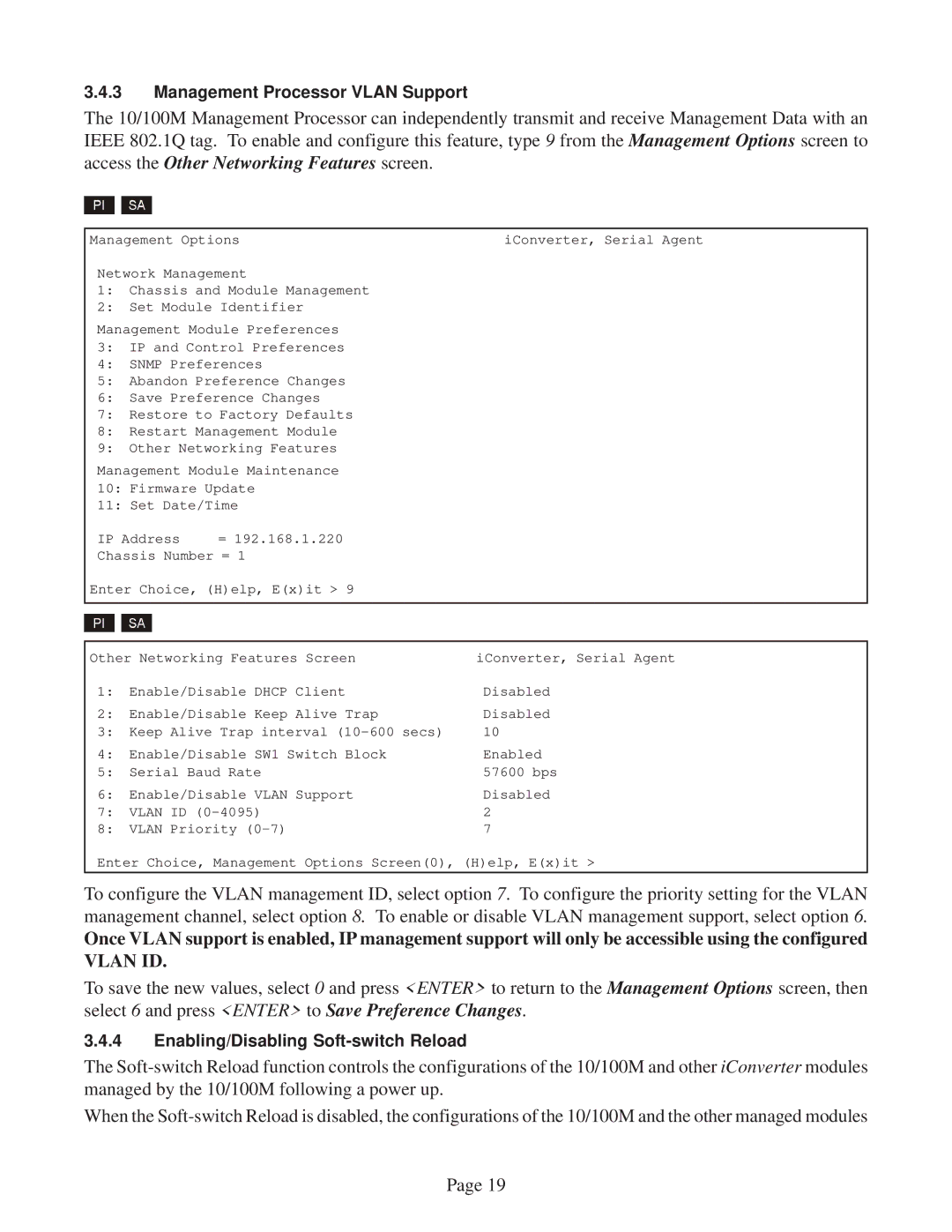 Omnitron Systems Technology 10/100M user manual Vlan ID 