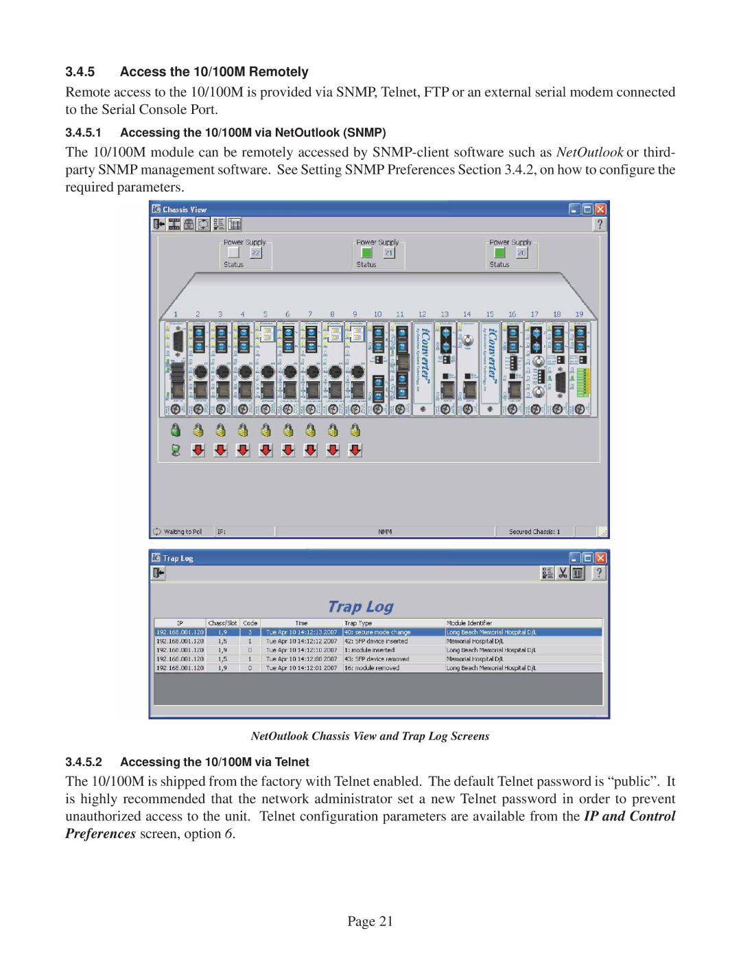 Omnitron Systems Technology user manual Access the 10/100M Remotely 