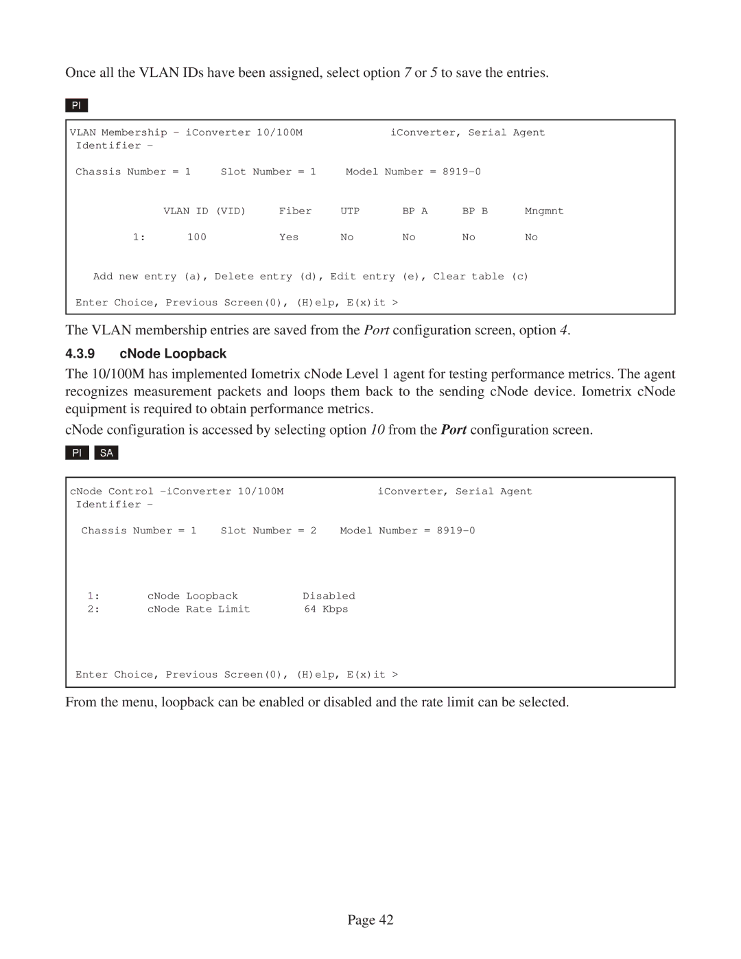 Omnitron Systems Technology 10/100M user manual CNode Loopback 