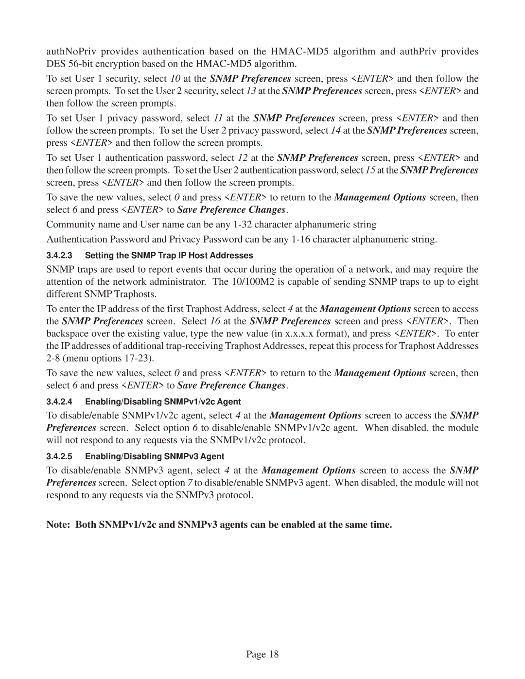 Omnitron Systems Technology 10/100M2 user manual Setting the Snmp Trap IP Host Addresses 