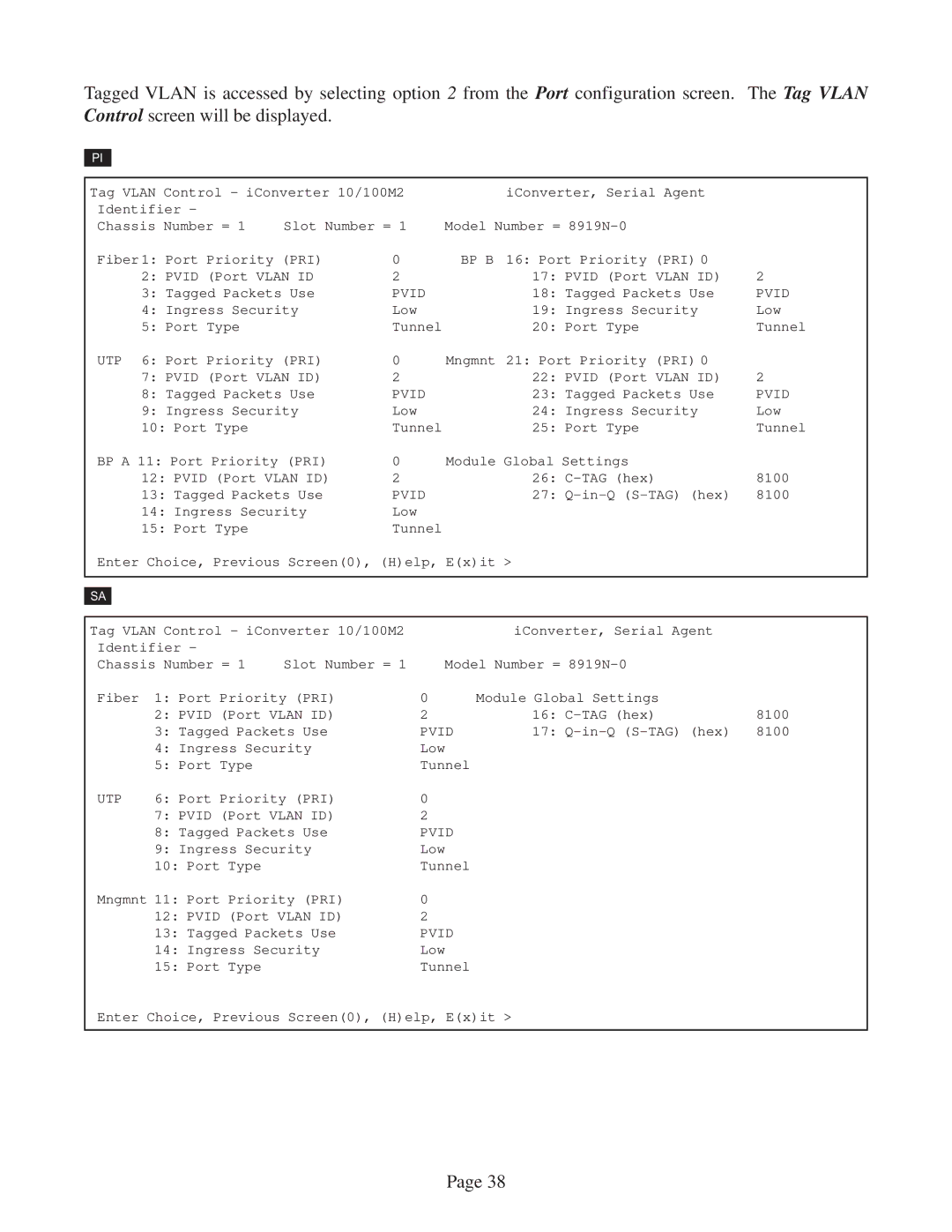 Omnitron Systems Technology 10/100M2 user manual Bp B, Pvid 