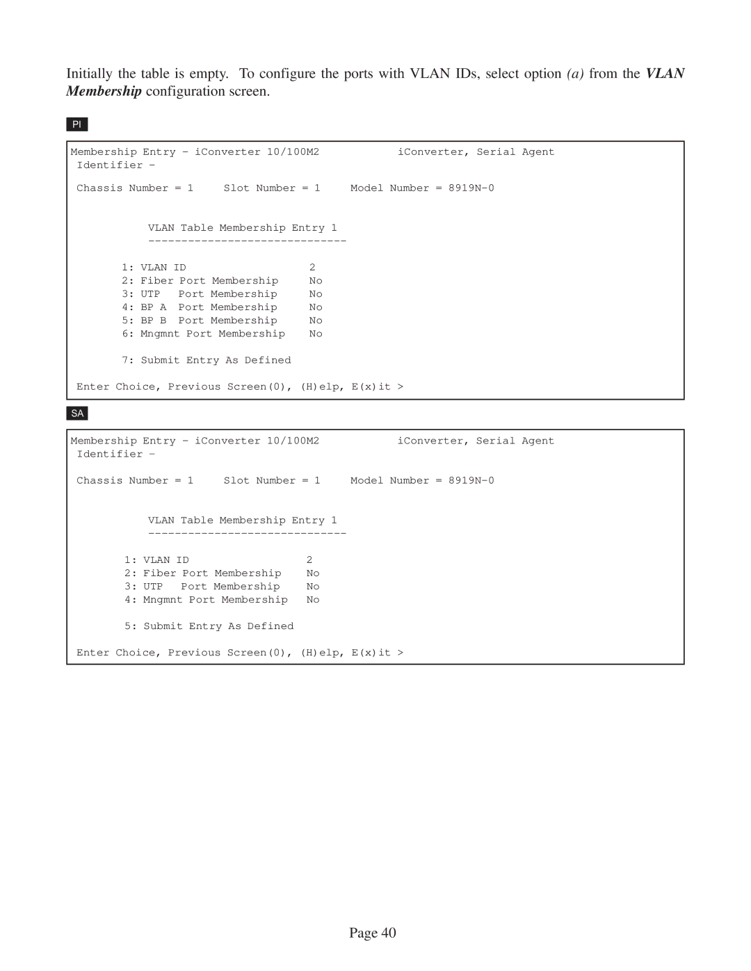 Omnitron Systems Technology 10/100M2 user manual Vlan ID 