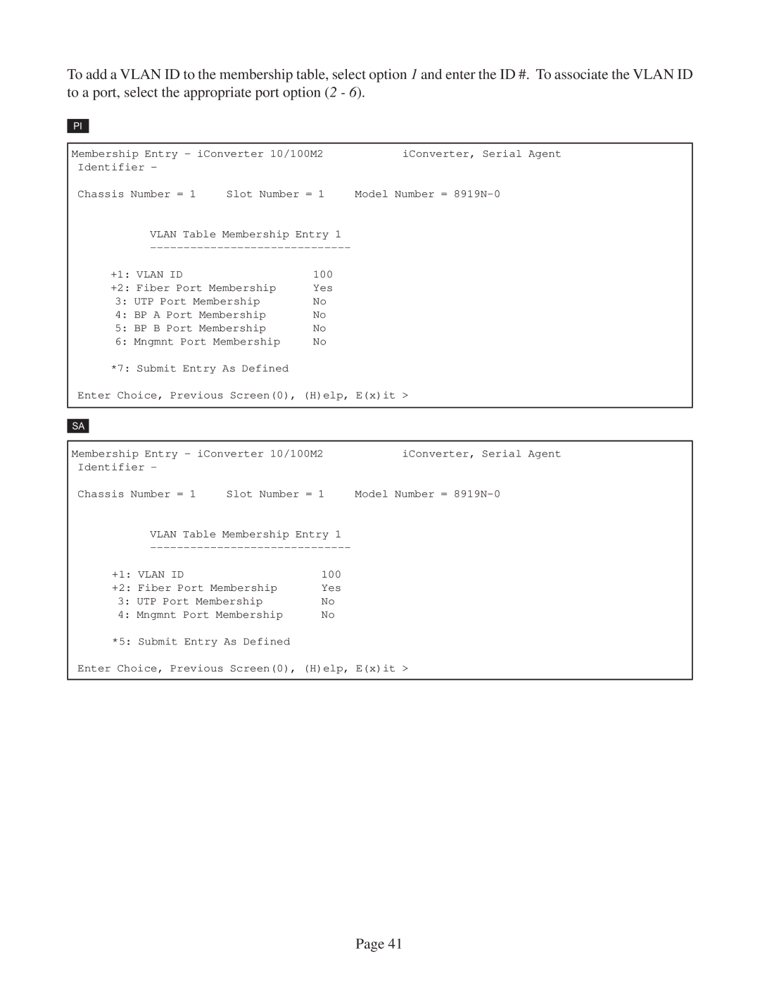 Omnitron Systems Technology 10/100M2 user manual +1 Vlan ID 