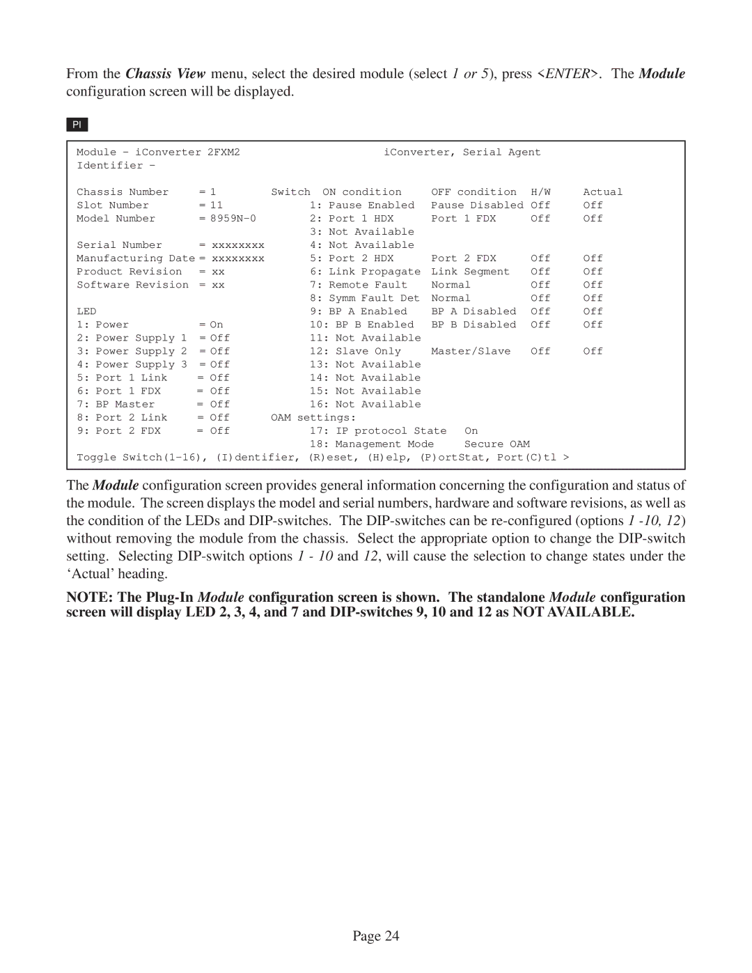 Omnitron Systems Technology 2FXM2 user manual Led 