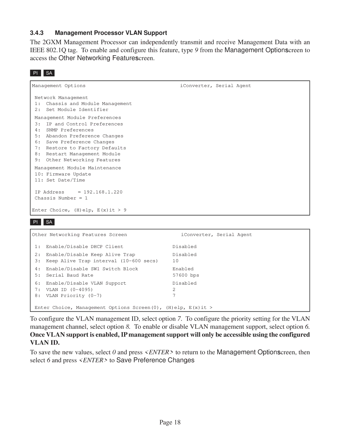 Omnitron Systems Technology 2GXM user manual Vlan ID 