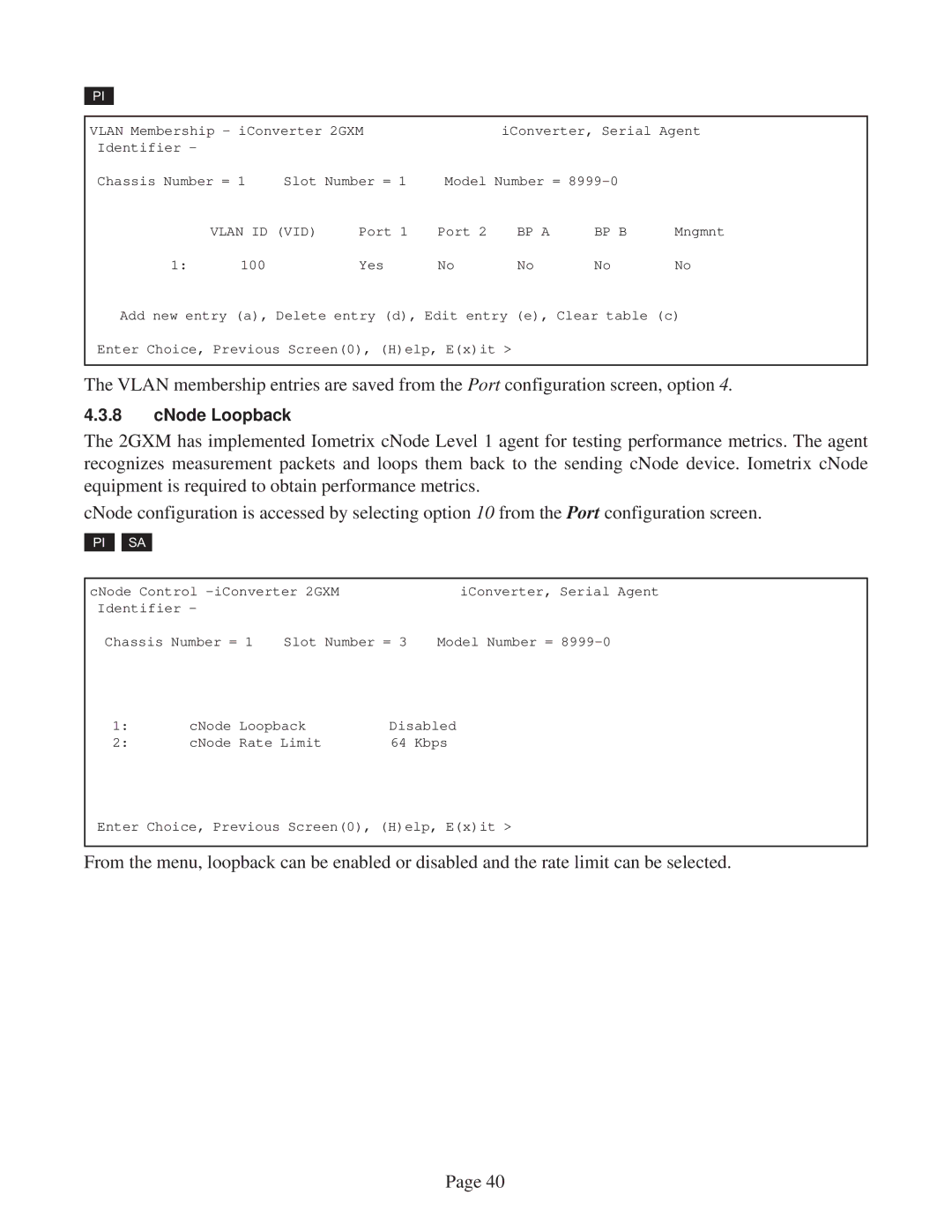 Omnitron Systems Technology 2GXM user manual CNode Loopback 