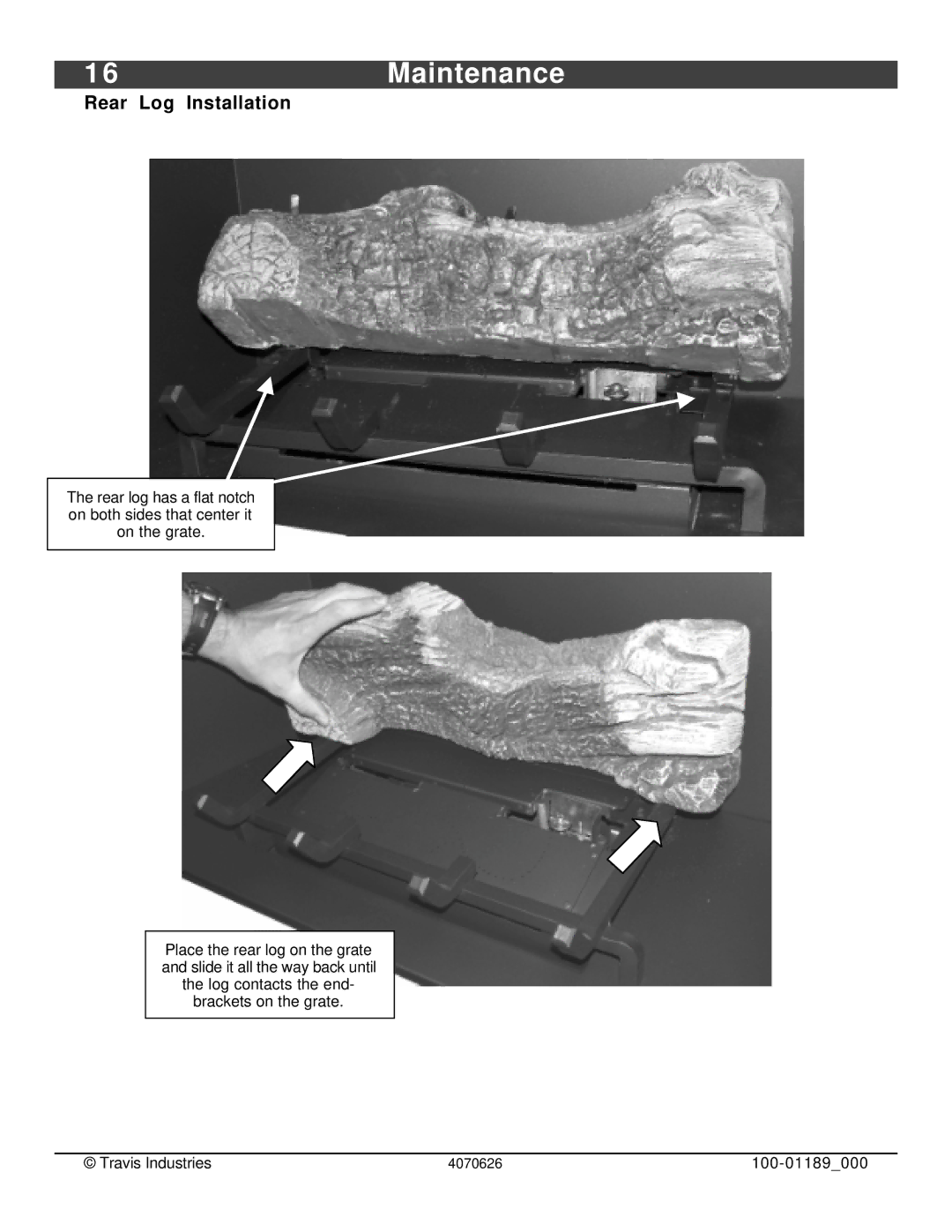 Omnitron Systems Technology 564 SS owner manual 6Maintenance, Rear Log Installation 