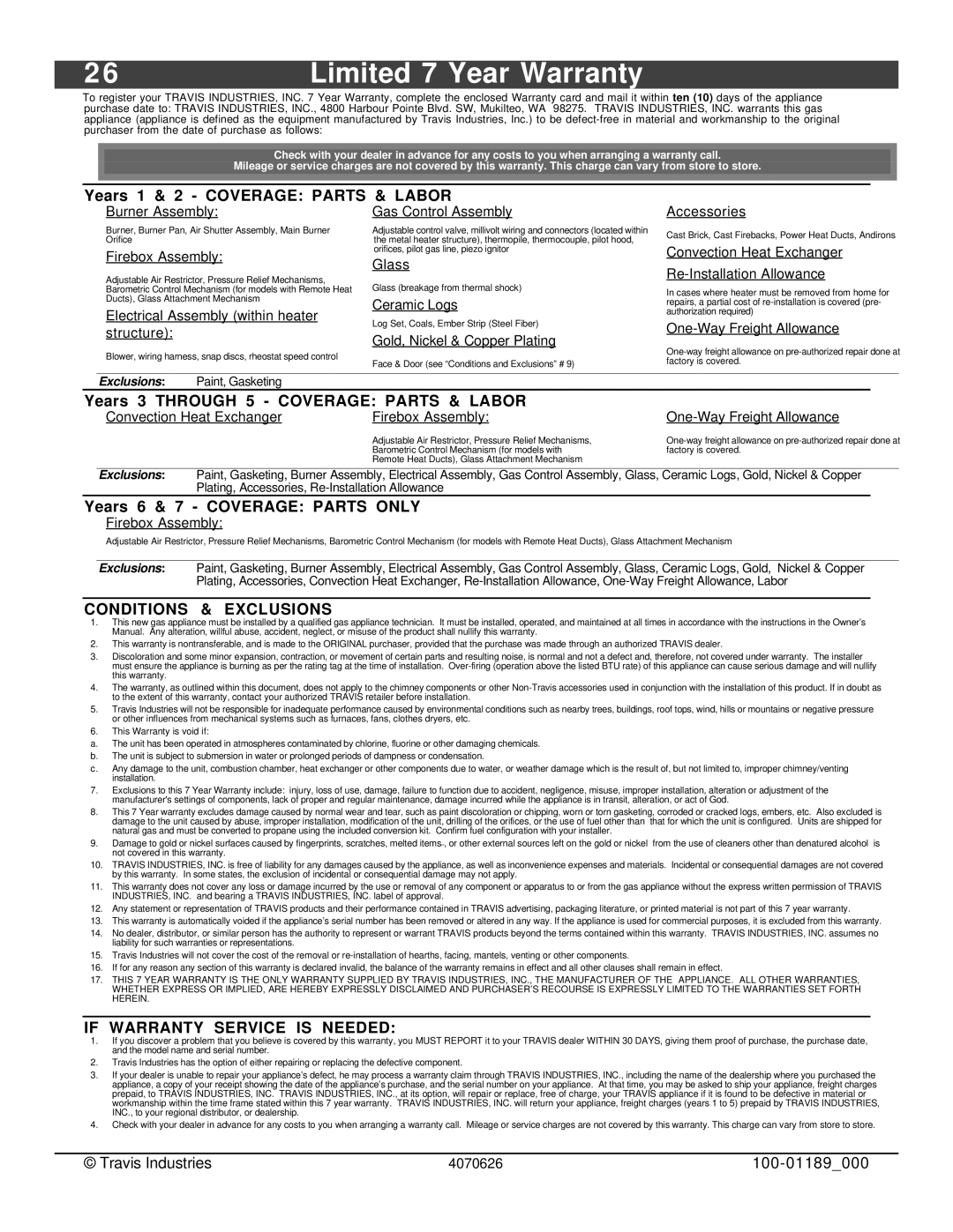 Omnitron Systems Technology 564 SS owner manual Limited 7 Year Warranty, Years 1 & 2 Coverage Parts & Labor 