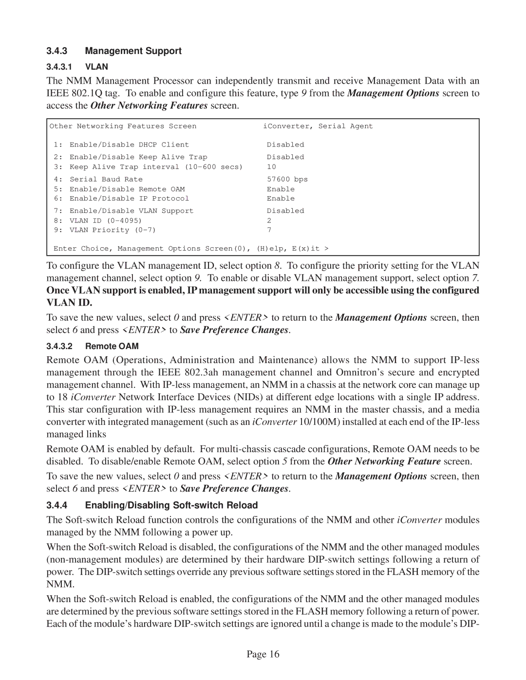 Omnitron Systems Technology 8000-0 user manual Vlan ID 