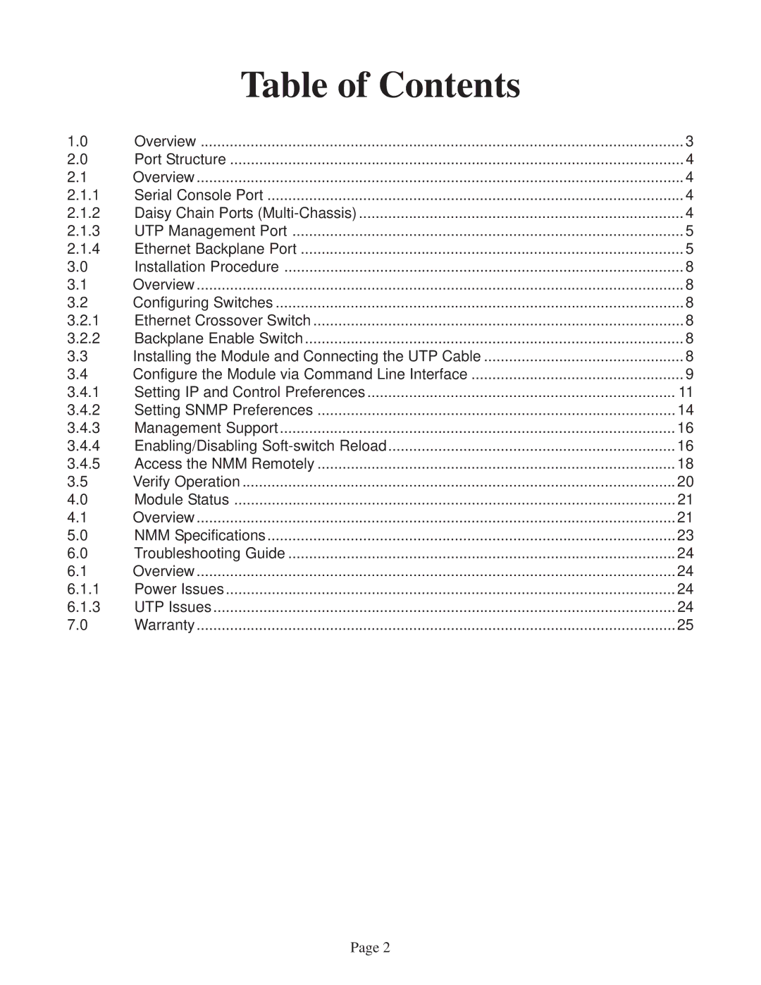 Omnitron Systems Technology 8000-0 user manual Table of Contents 