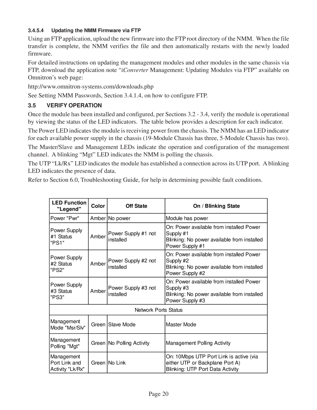 Omnitron Systems Technology 8000-0 user manual Verify Operation 