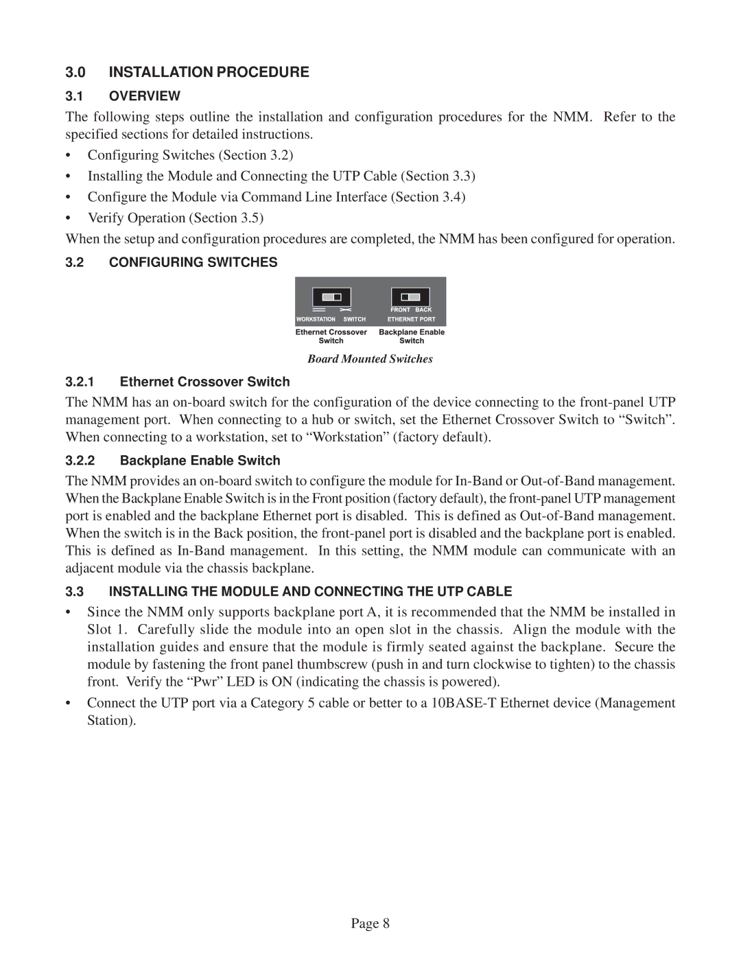 Omnitron Systems Technology 8000-0 user manual Installation Procedure 