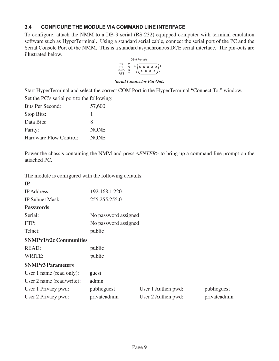 Omnitron Systems Technology 8000-0 user manual Passwords 