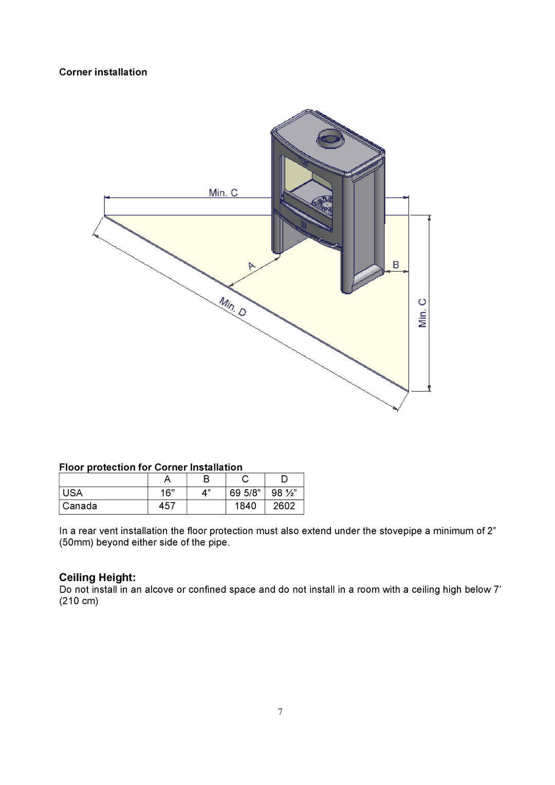 Omnitron Systems Technology A10 manual Ceiling Height, Corner installation Floor protection for Corner Installation 