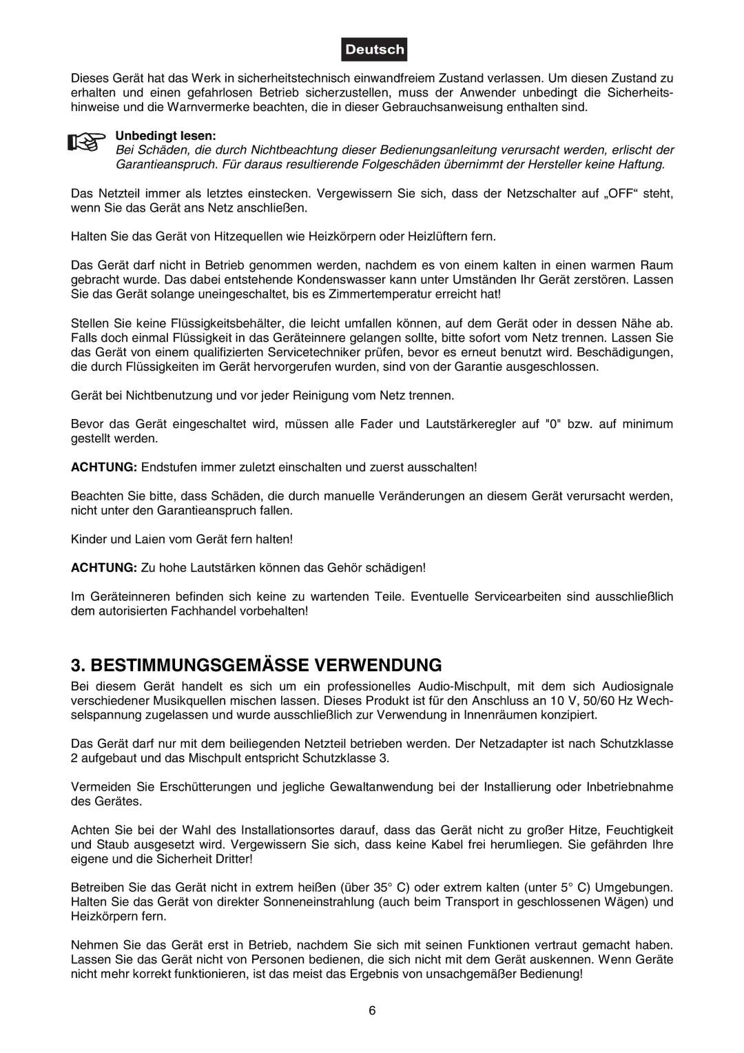 Omnitron Systems Technology DJ-40 user manual Bestimmungsgemässe Verwendung, Unbedingt lesen 