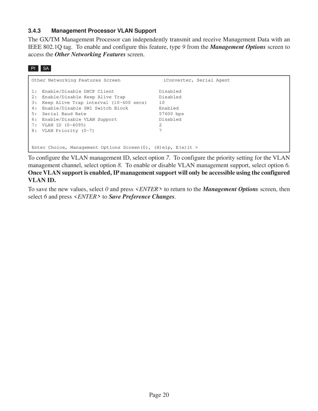 Omnitron Systems Technology GX/TM user manual Vlan ID 