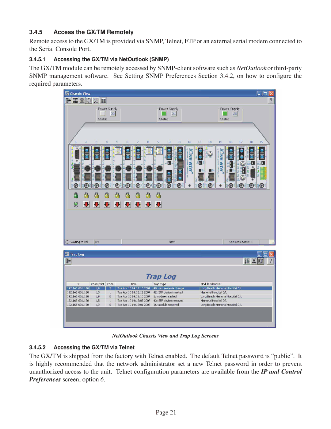 Omnitron Systems Technology user manual Access the GX/TM Remotely 