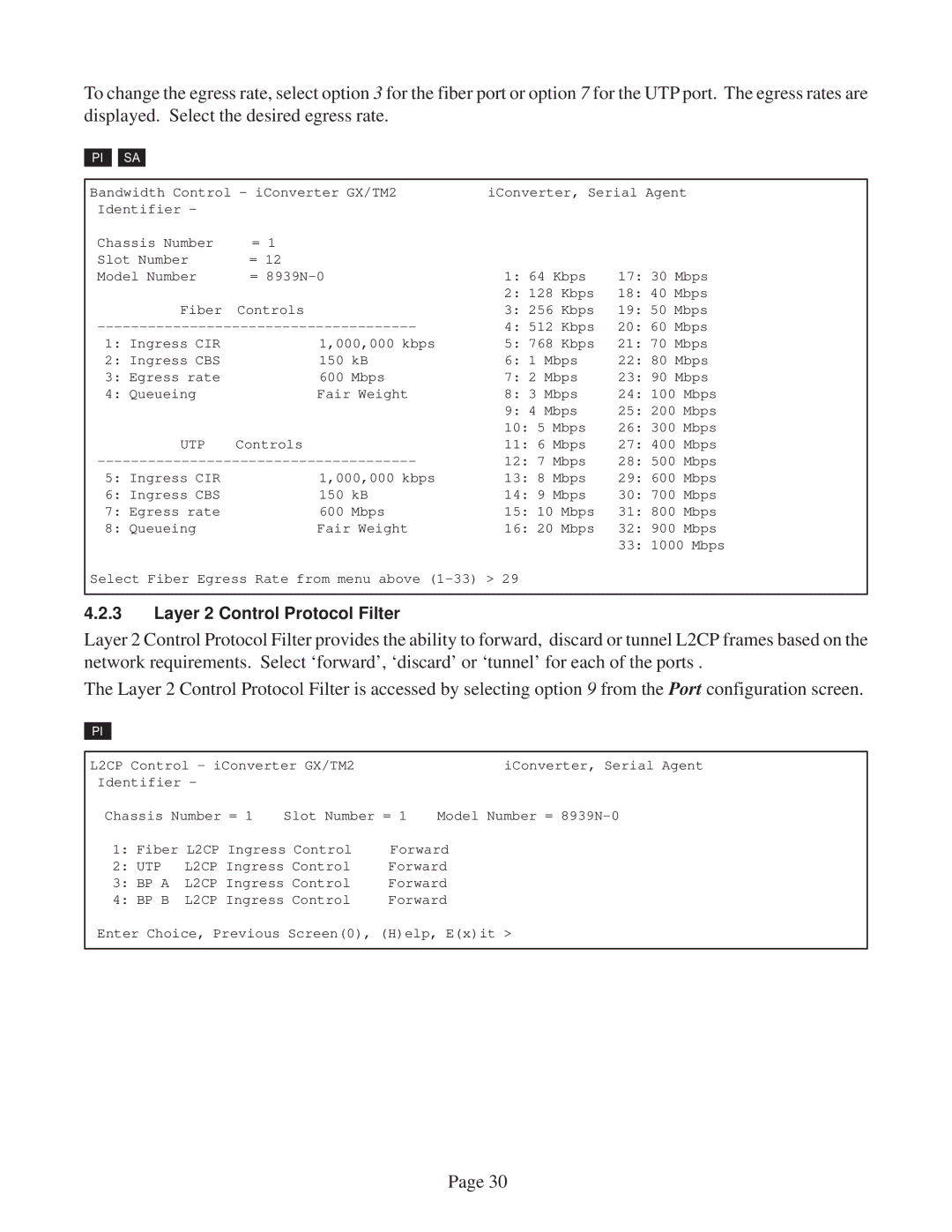 Omnitron Systems Technology GX/TM2 user manual Layer 2 Control Protocol Filter 