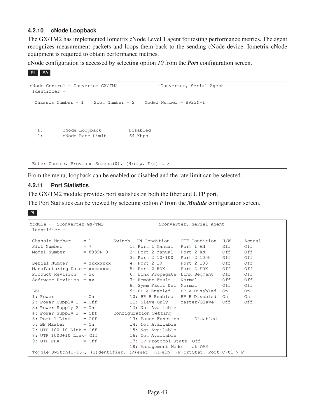 Omnitron Systems Technology GX/TM2 user manual CNode Loopback 