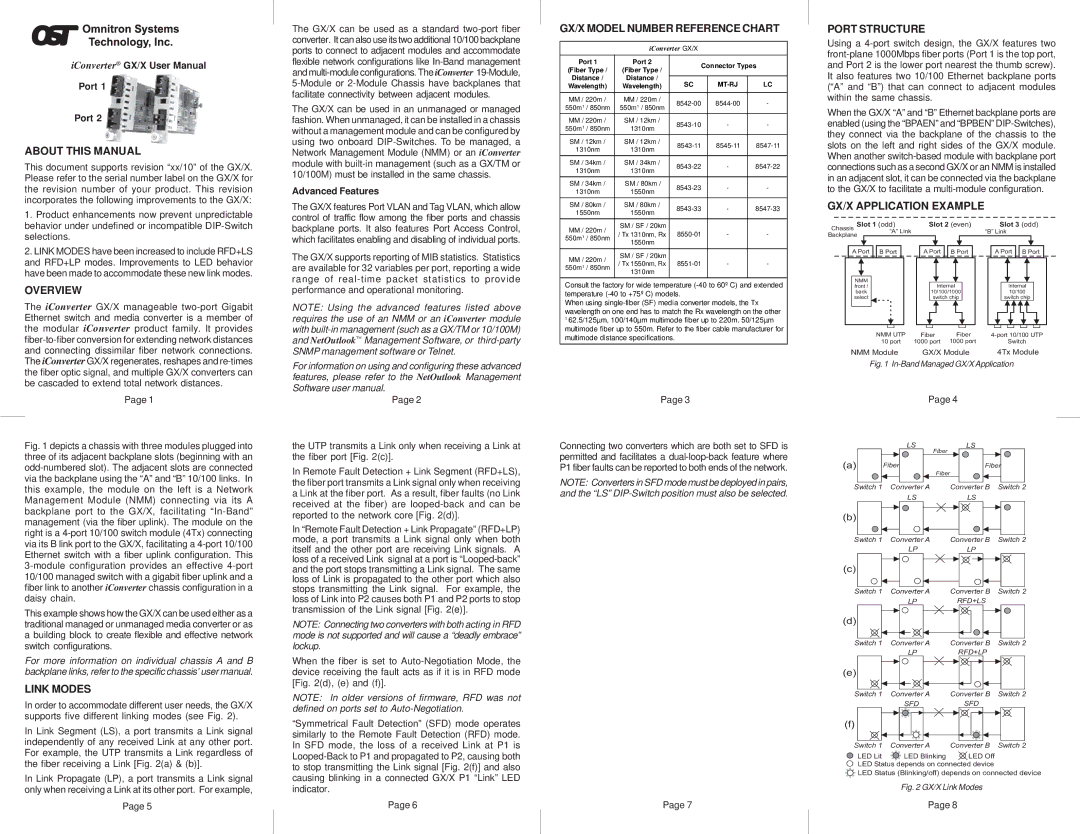 Omnitron Systems Technology user manual About this Manual, Overview, Link Modes, GX/X Model Number Reference Chart 