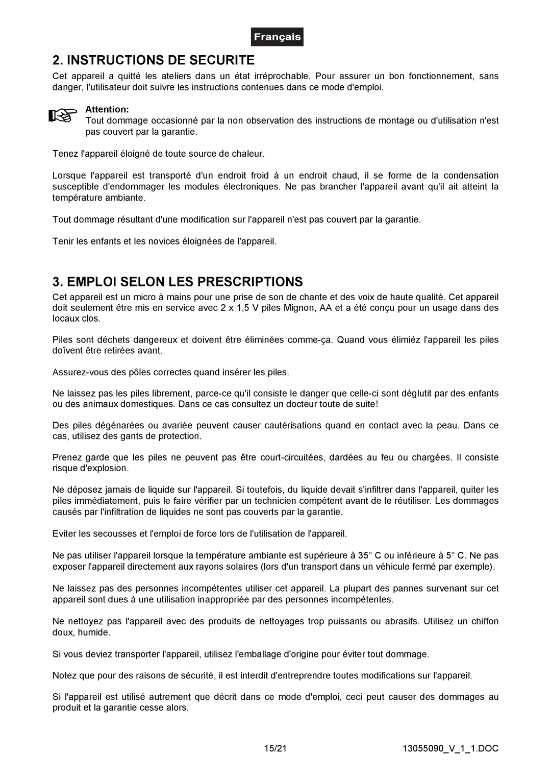 Omnitron Systems Technology HM-1000 user manual Instructions DE Securite, Emploi Selon LES Prescriptions 