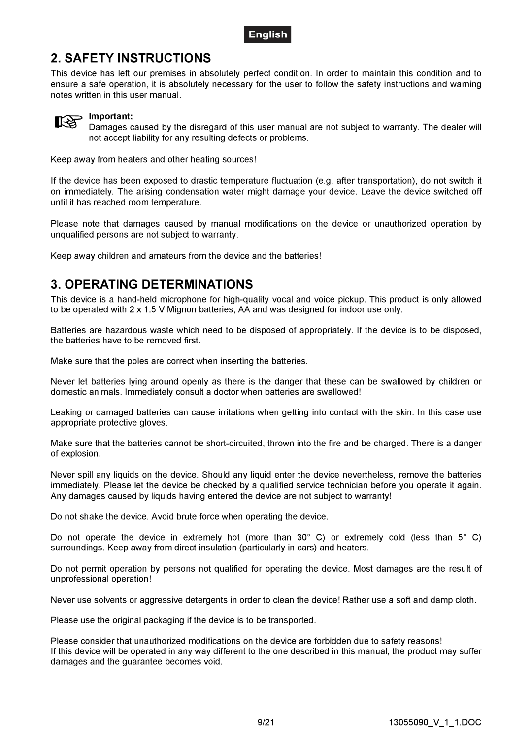 Omnitron Systems Technology HM-1000 user manual Safety Instructions, Operating Determinations 