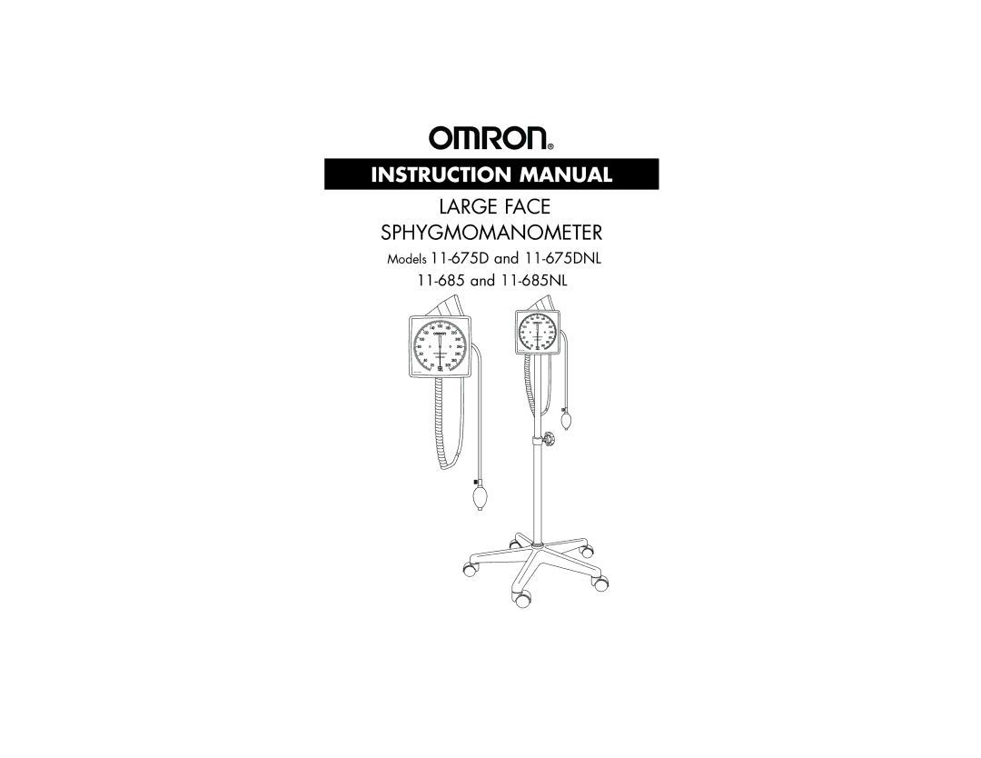 Omron 11-675DNL, 11-685NL, 11 685 manual Large Face Sphygmomanometer 