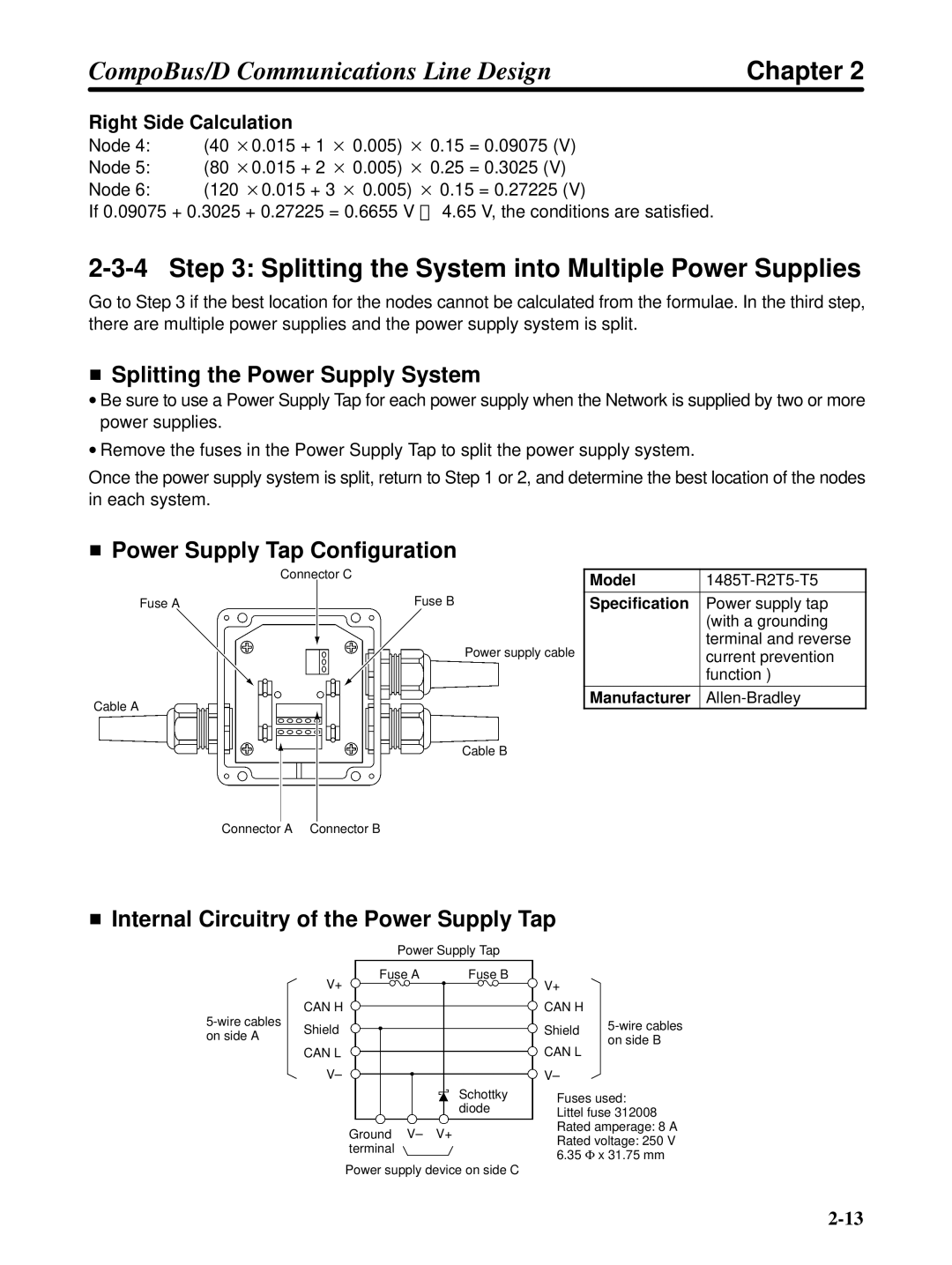 Omron 3G3FV-PDRT1-SIN user manual Splitting the System into Multiple Power Supplies, Splitting the Power Supply System 