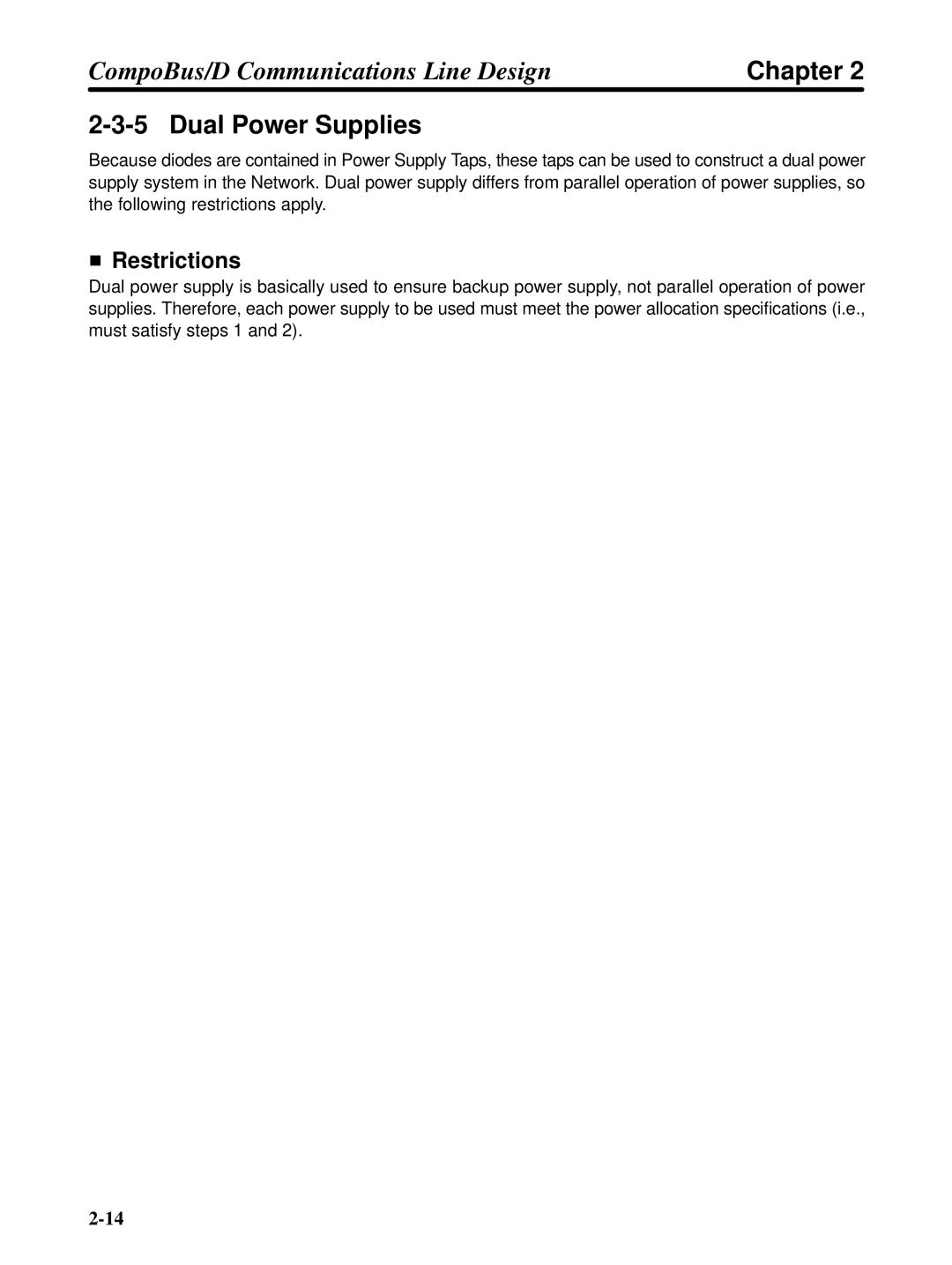 Omron 3G3FV-PDRT1-SIN user manual Dual Power Supplies, Restrictions 