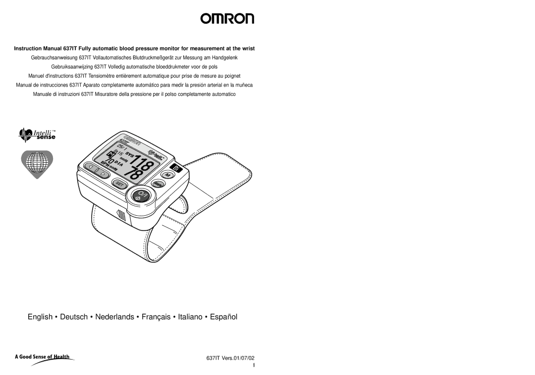 Omron 637IT instruction manual English Deutsch Nederlands Français Italiano Español 