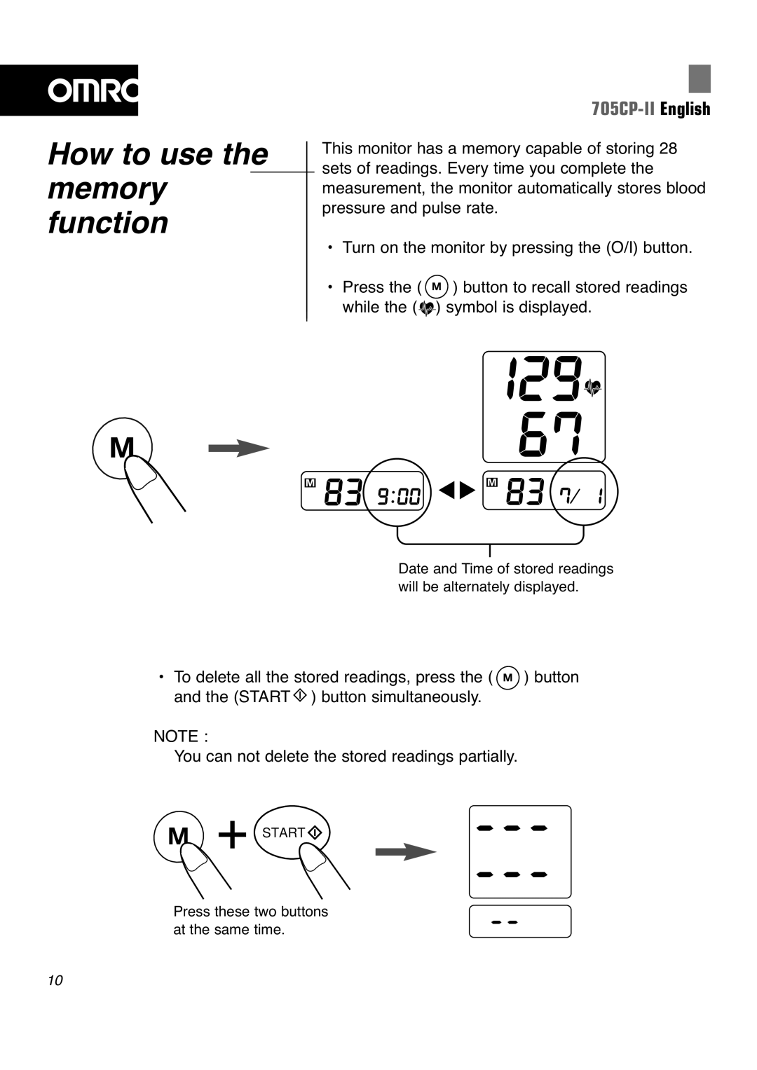 Omron 705CP-II instruction manual How to use the memory function 