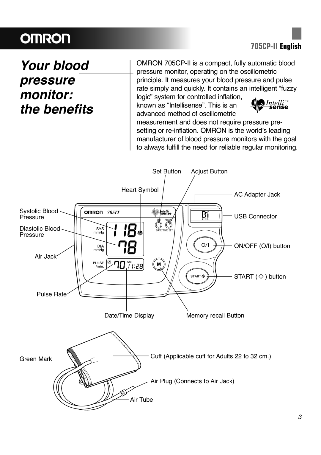 Omron 705CP-II instruction manual Your blood pressure monitor the benefits 