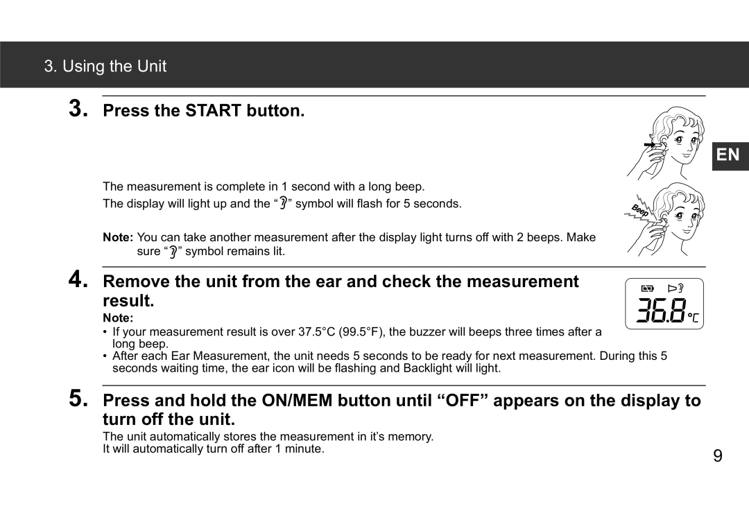 Omron 9063366-4A instruction manual Press the Start button 