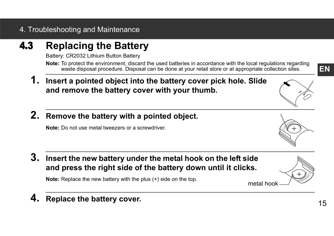 Omron 9063366-4A instruction manual Replacing the Battery, Replace the battery cover 