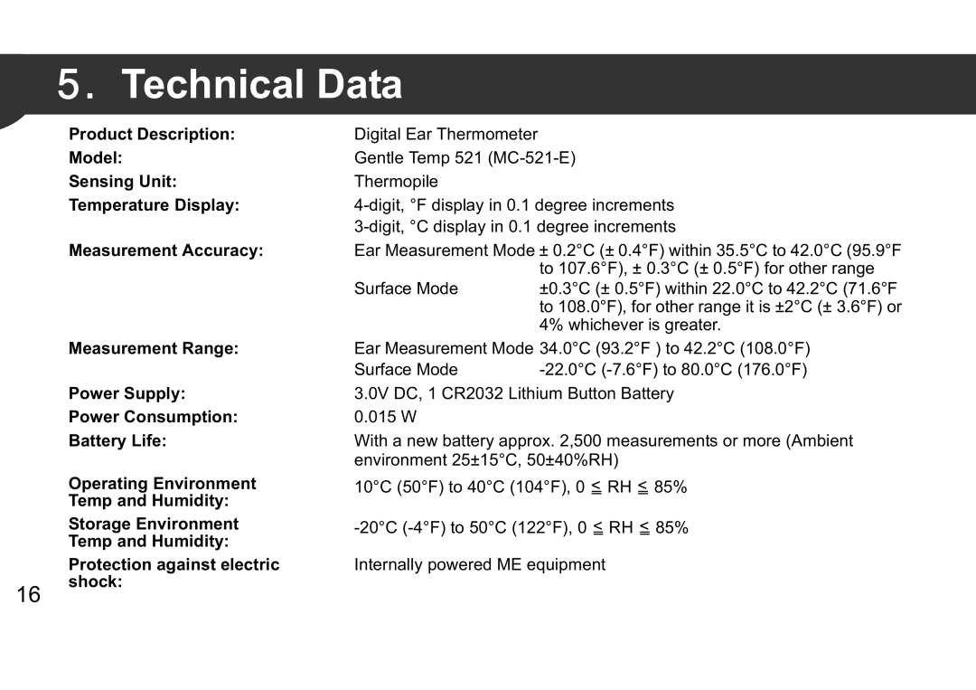 Omron 9063366-4A instruction manual Technical Data, Measurement Accuracy 