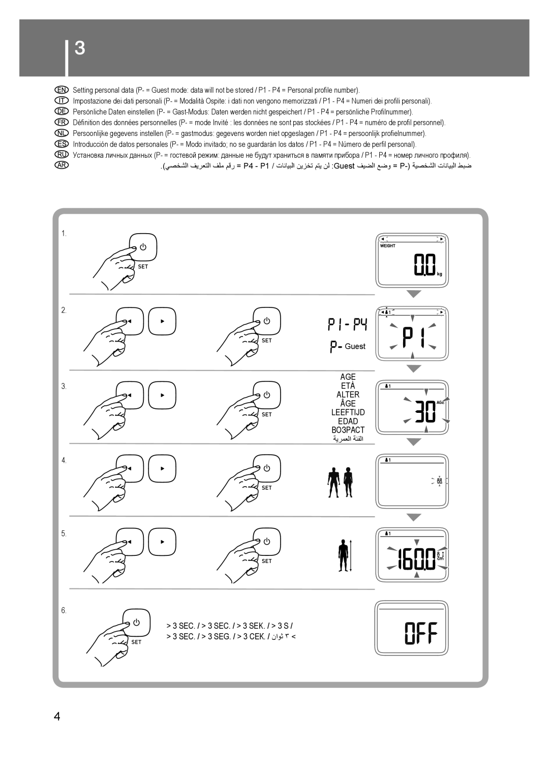 Omron BF214 instruction manual Alter, Leeftijd 